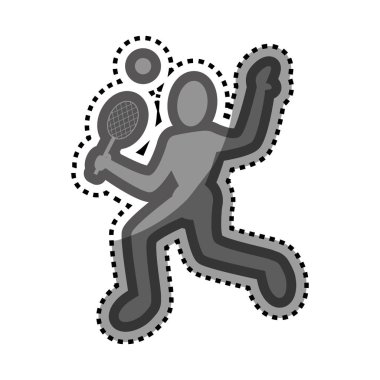 gri tonlama sopa ile piktogram tenisçi
