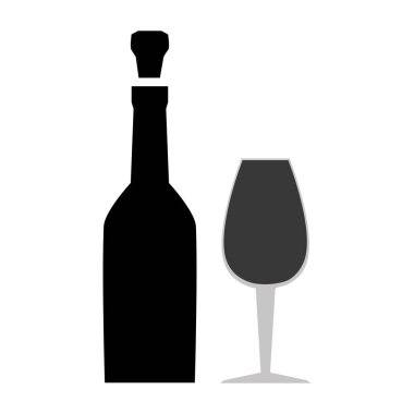 siluet küresel içecek şişe cam bardak ile