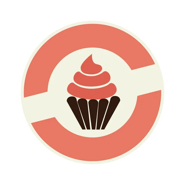 Εικονίδιο γλυκό γευστικό cupcake — Διανυσματικό Αρχείο
