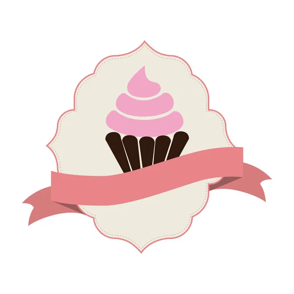 Delicious cupcake sweet icon — Stock Vector