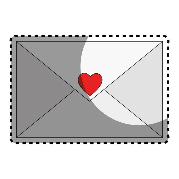 Enveloppe avec décoration de carte d'amour coeur — Image vectorielle