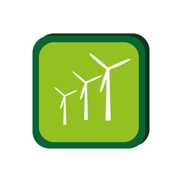 Quadro verde com turbina eólica — Vetor de Stock