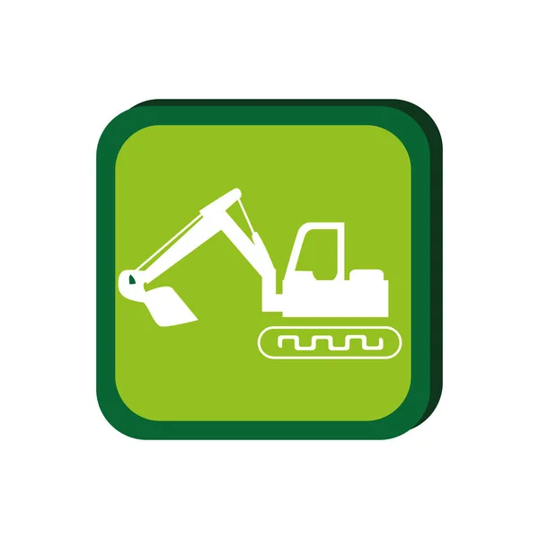 Green frame with backhoe with shovel — Stock Vector