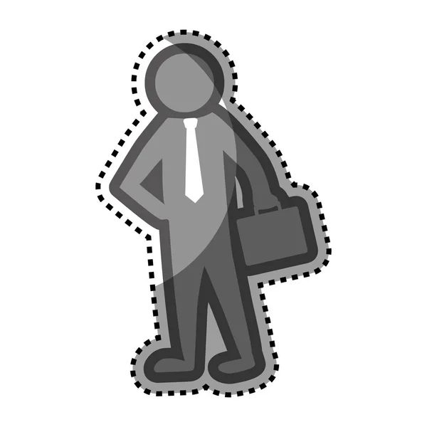 Grayscale sticker with pictogram business man — Stock Vector