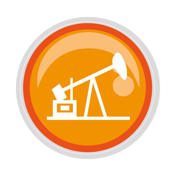 Στρογγυλό κουμπί με μηχάνημα εξόρυξης πετρελαίου — Διανυσματικό Αρχείο