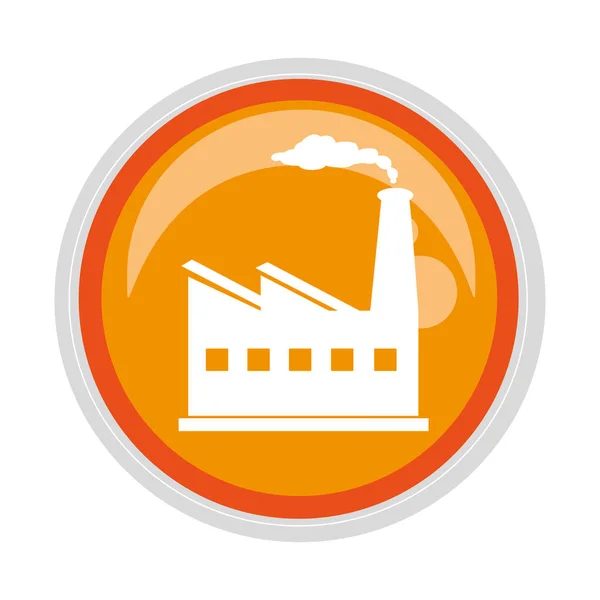 Botão circular com fábrica e contaminação de fumaça — Vetor de Stock