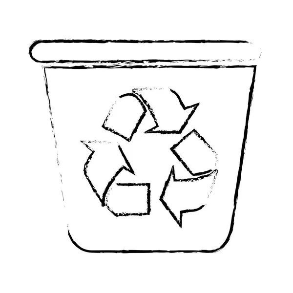 Silhouet schets wazig met recycling container — Stockvector