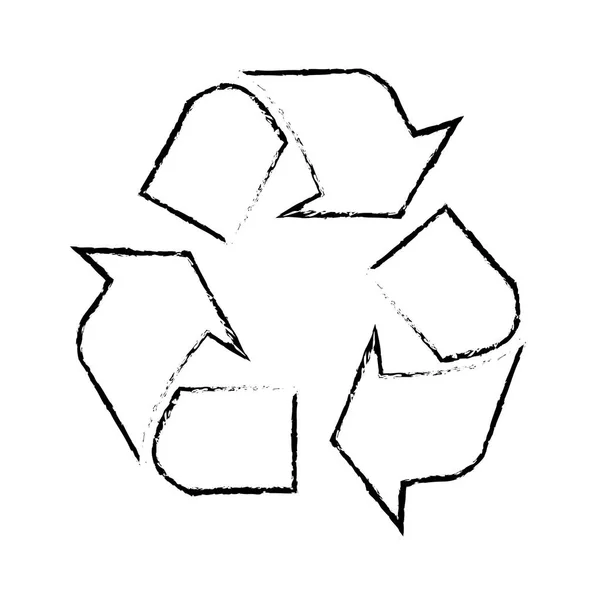 Esboço de silhueta borrado com símbolo de reciclagem — Vetor de Stock