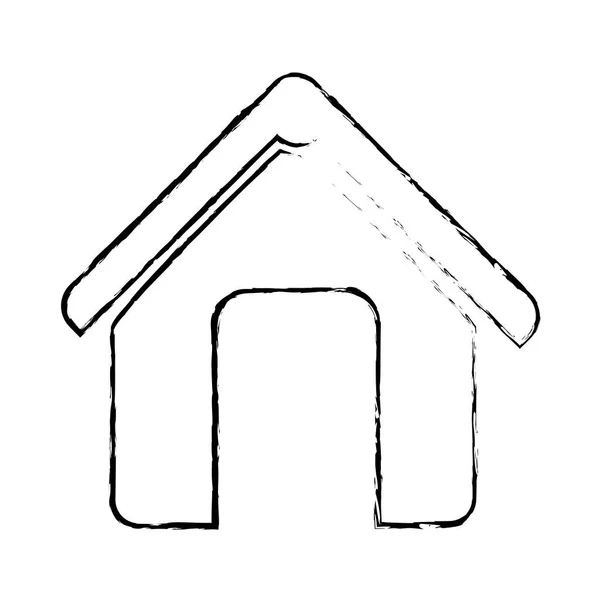 Silueta boceto borrosa casa icono silueta plana boceto borrosa casa icono plano — Vector de stock