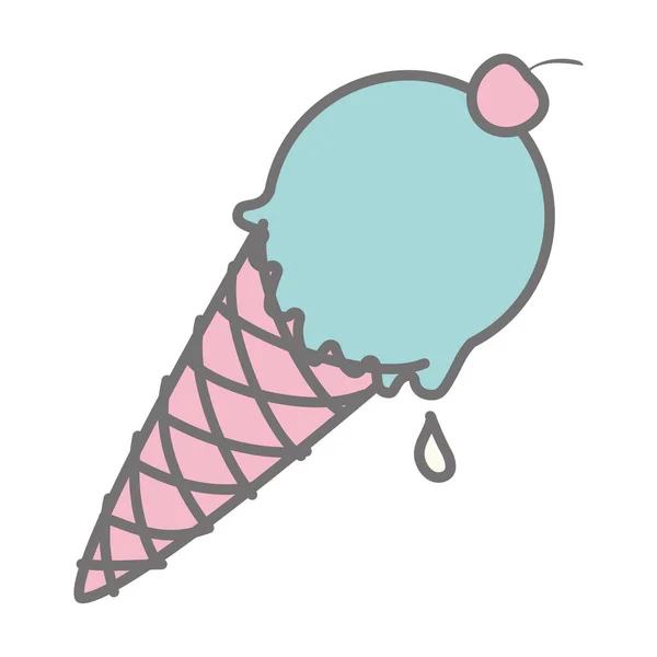 Silhouette Pastell Farbe Eis Essen — Stockvektor