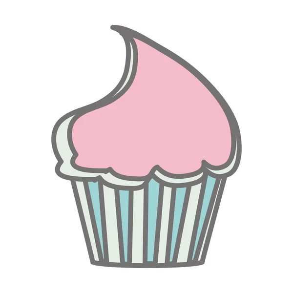 Silhueta pastel cor doce cupcake ícone — Vetor de Stock