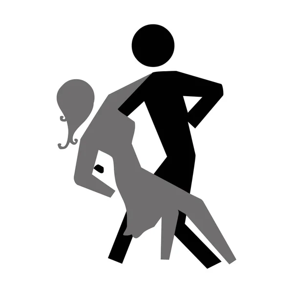Μονόχρωμη σιλουέτα εικονόγραμμα ζευγάρι που χορεύει — Διανυσματικό Αρχείο