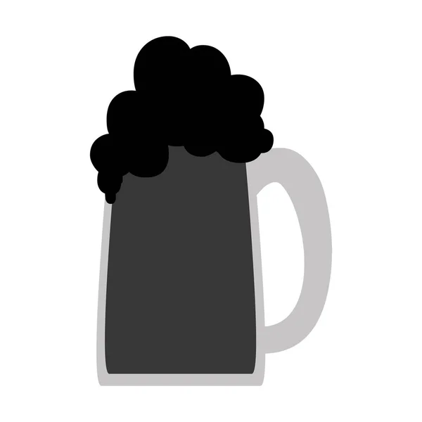 Silueta monocromo espumoso vaso de cerveza — Vector de stock
