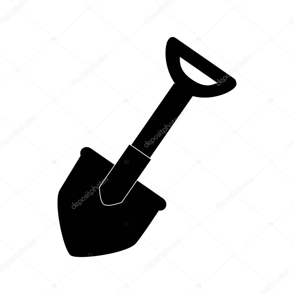 black silhouette shovel construction tool icon
