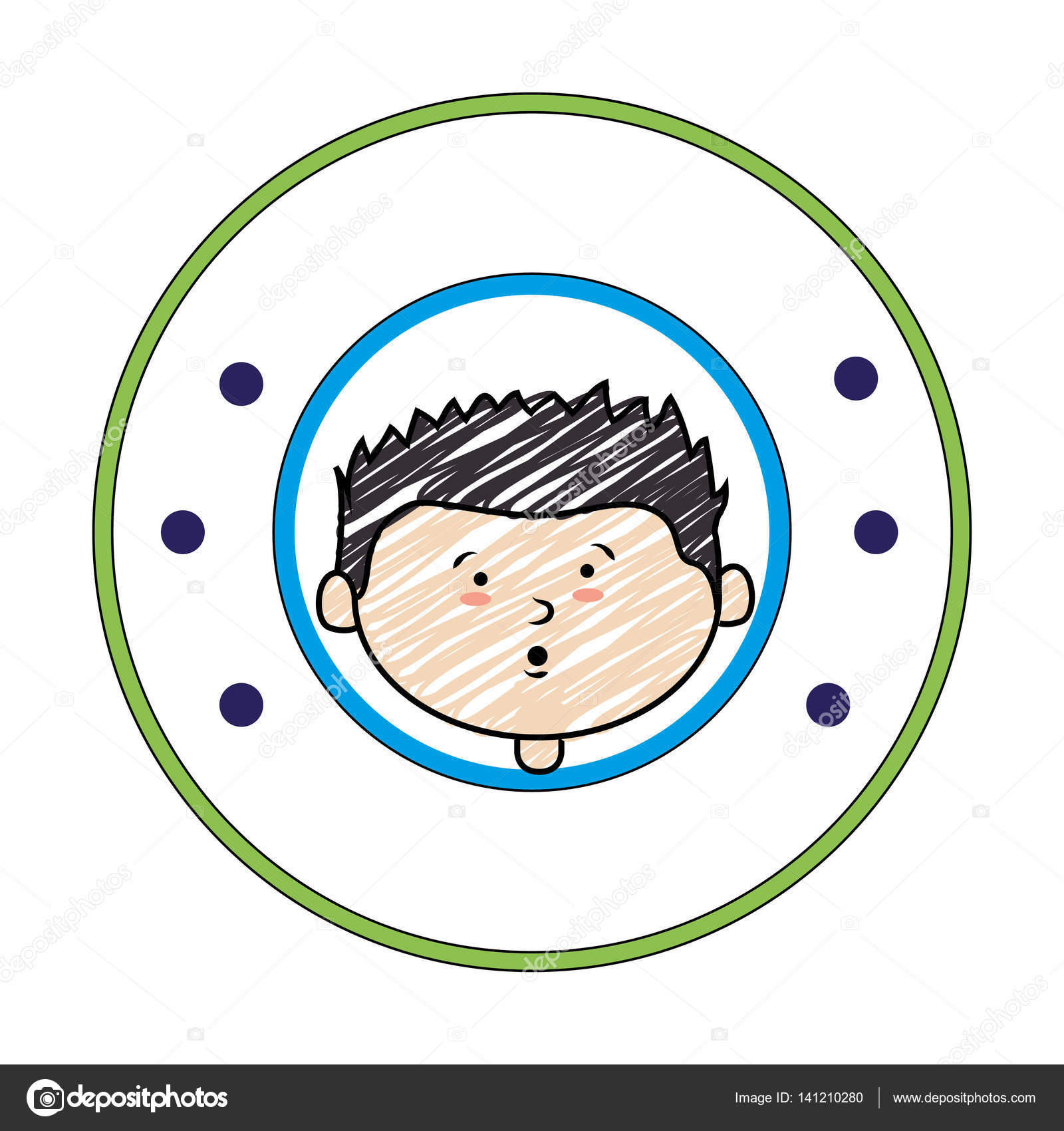 Sagoma di colore con illustrazione nel vettore di struttura rotonda del ragazzo — Vettoriali di yupiramos