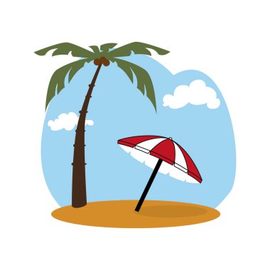 renkli arka plan plaj şemsiye ile