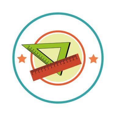 dairesel çerçeve içinde kural ve açı cetvel rengiyle siluet