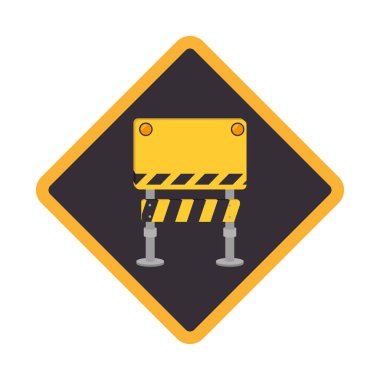color road sign with barrier of closed road clipart