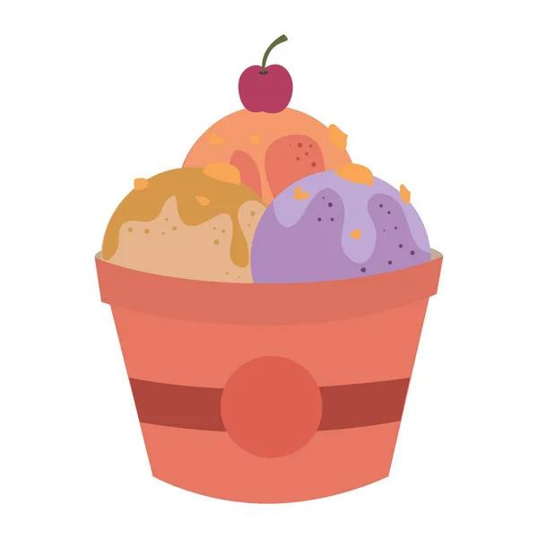 Delicious cupcake sweet icon — Stock Vector