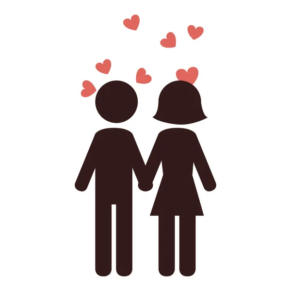 Belle silhouette de couple icône — Image vectorielle
