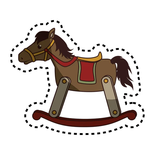 Caballo de madera bebé juguete icono — Vector de stock