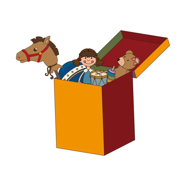 Schachtel mit Kinderspielzeug isolierte Ikone — Stockvektor