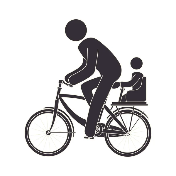 Menselijke figuur paardrijden fiets — Stockvector