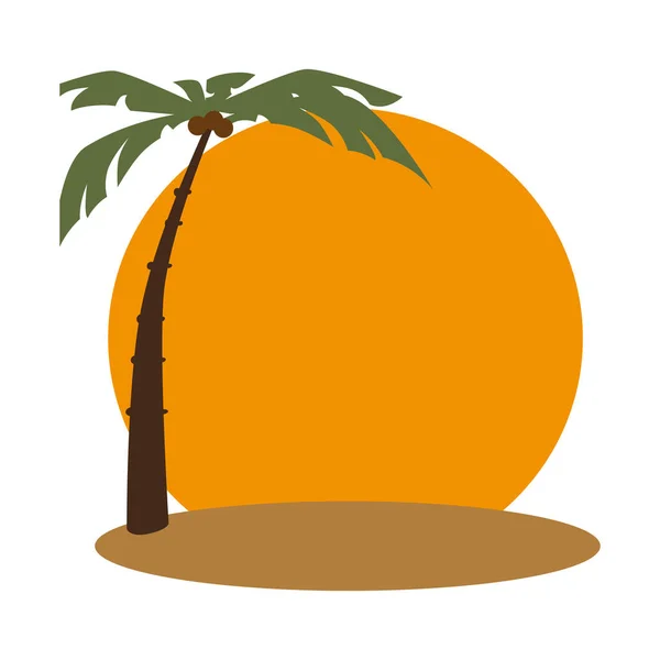 Plage avec cadre de palmier — Image vectorielle