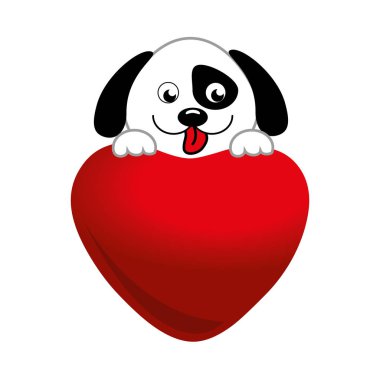 sevimli köpek kalpler izole simgesiyle