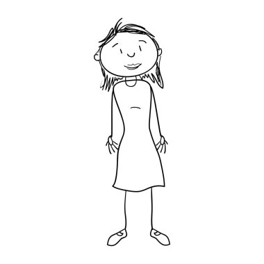 sevimli kadın çizim karakter