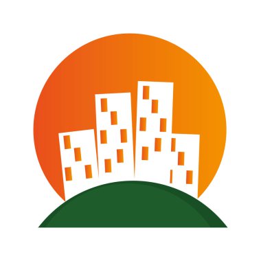 Cityscape binalar izole simgesi