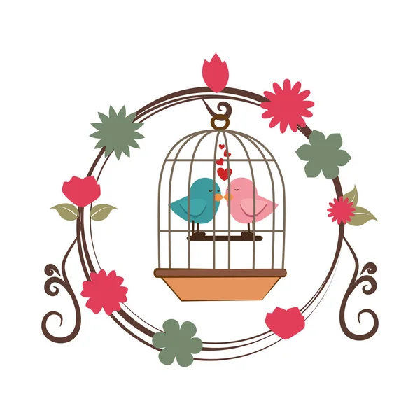 Pássaro ícone de cartão romântico — Vetor de Stock