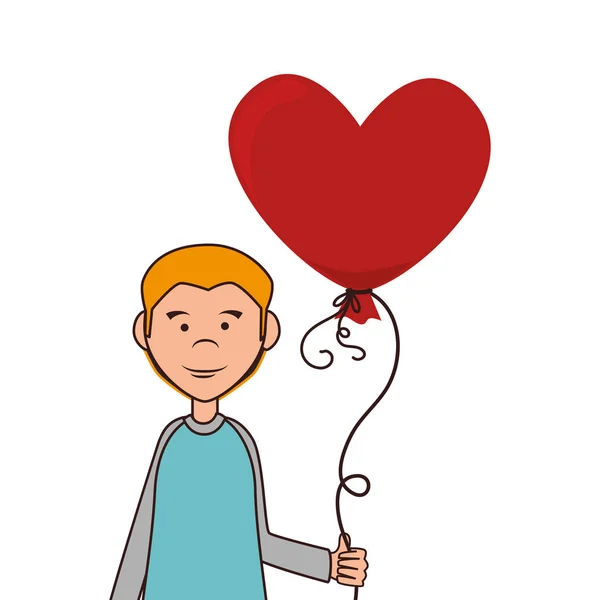 Man met hart avatar karakter geïsoleerde pictogram — Stockvector