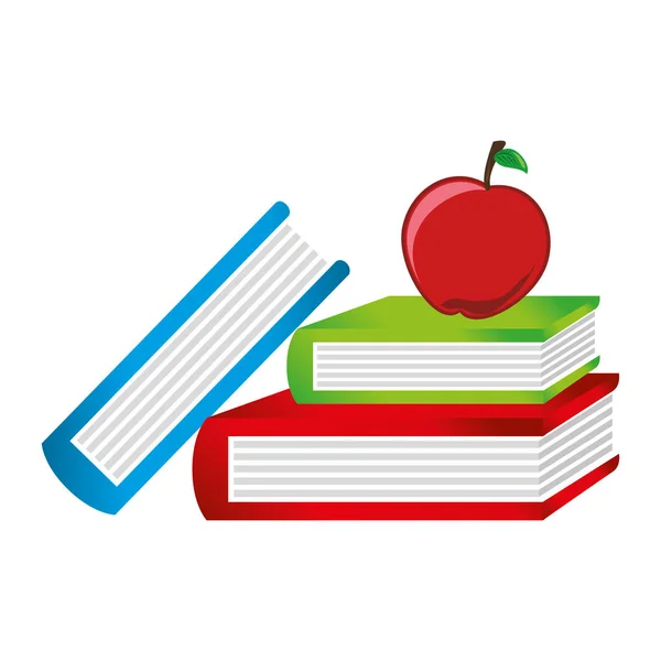 Książki z apple szkoły ikona na białym tle — Wektor stockowy