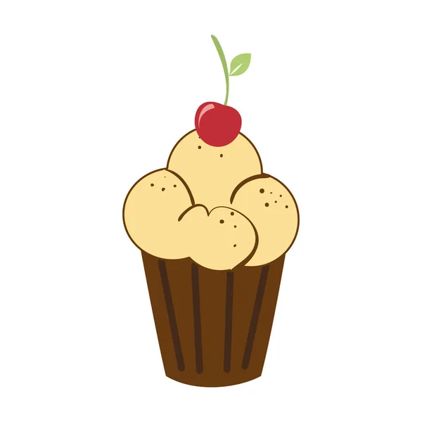 Delicious cupcake sweet icon — Stock Vector