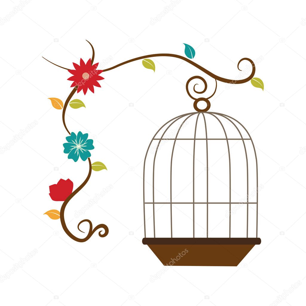 cage with cute flower decorative icon