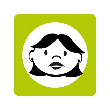 Kontur kadın yüz kısa saçlı yeşil kare çerçeve