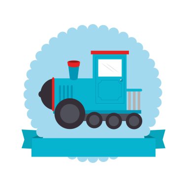 Daire kurdele ile tren oyuncak ile renkli siluet