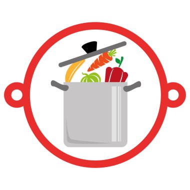 yüzük ve sebze ile pan ile dairesel kontur renk