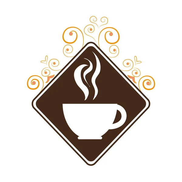 Silhouette monochrome avec logo café — Image vectorielle