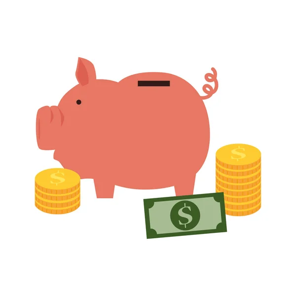 Silhueta de cor com caixa de dinheiro em forma de porco —  Vetores de Stock