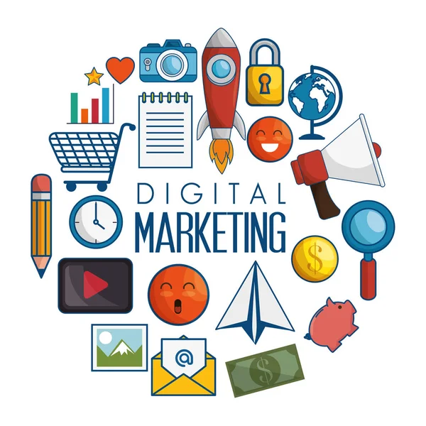 Digital marketing flat icons — Stock Vector