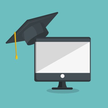 eğitim online düz simgeler