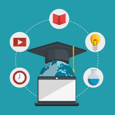 eğitim online düz simgeler