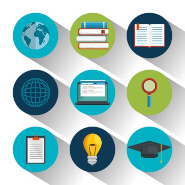 eğitim online düz simgeler