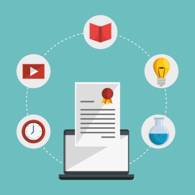 eğitim online düz simgeler