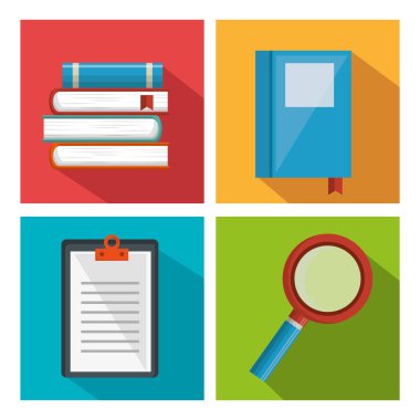 Eğitim donanımları düz simgeler