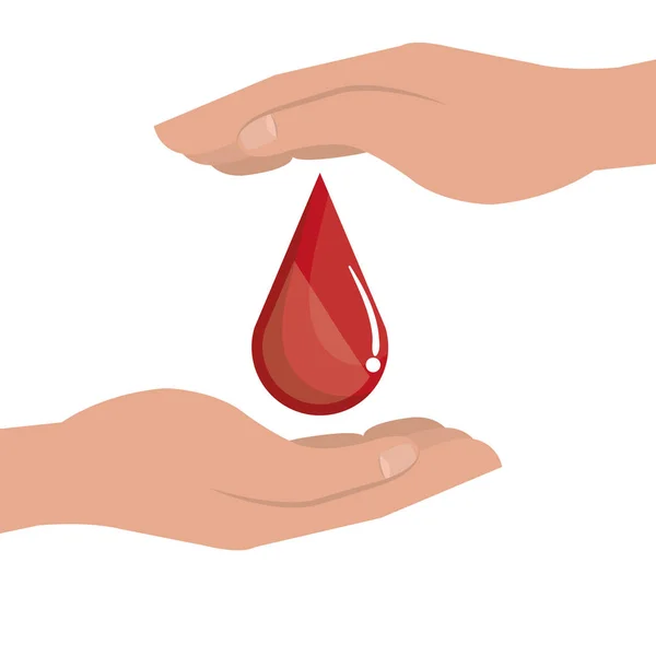 Händer mänskliga med blod drop — Stock vektor