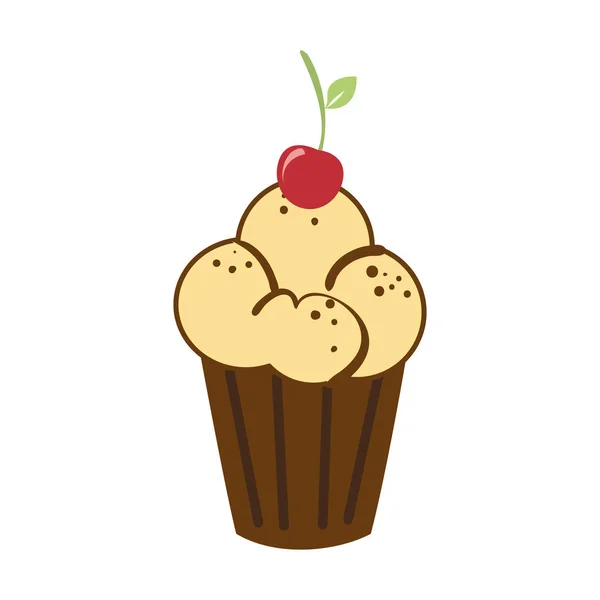 Delicious cupcake sweet icon — Stock Vector