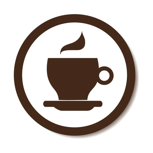 黒いシルエットのコーヒー カップと円形の境界線 — ストックベクタ
